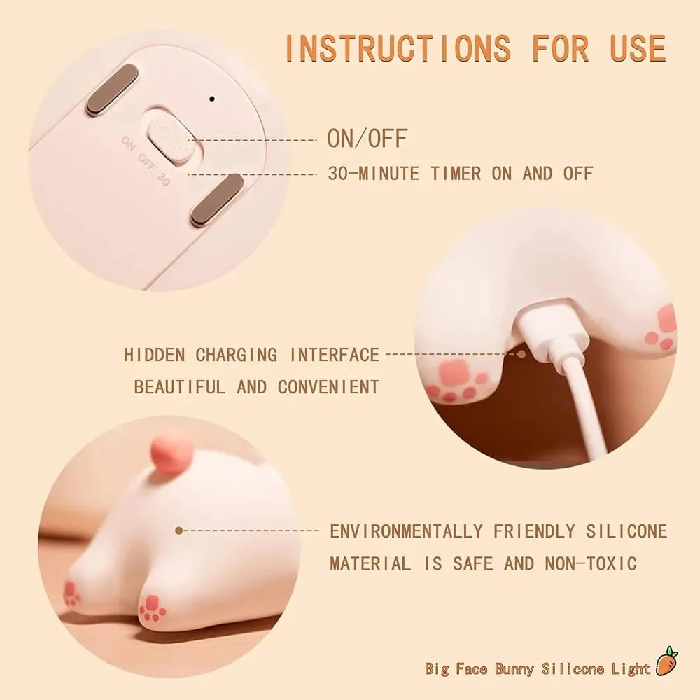 Sleeping bunny silicone night lamp